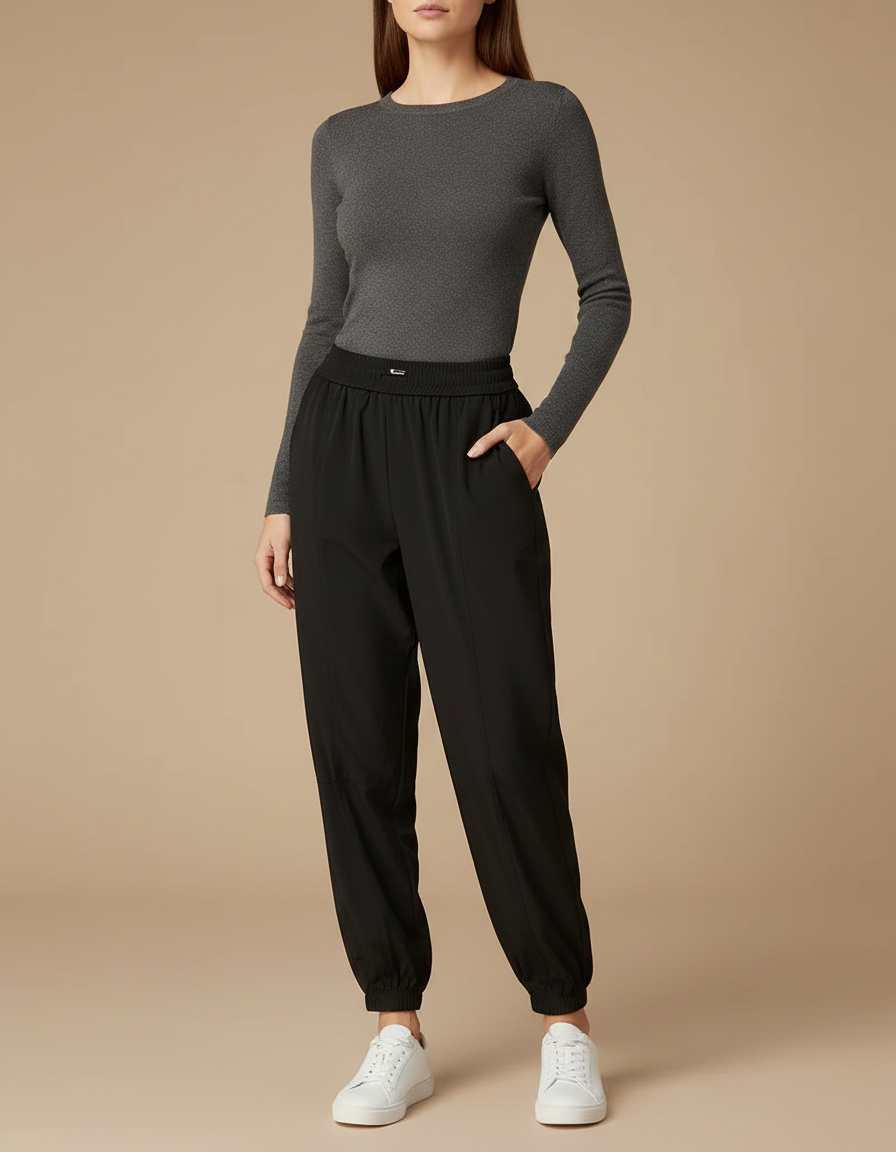 Pantalon Fluide Noir Sport Jogging Femme - Polyester