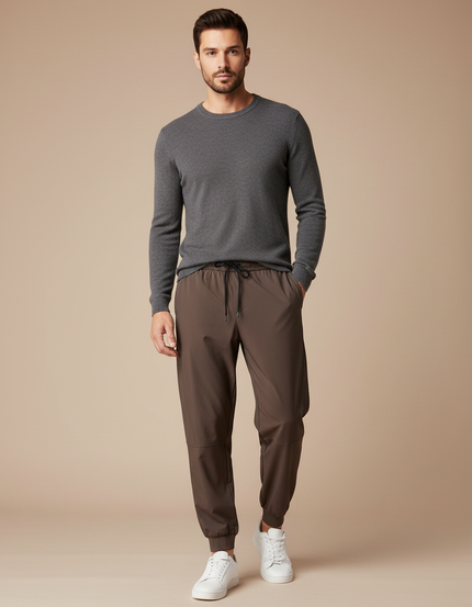 Pantalon Fluide Marron Sport Jogger Homme Confortable - Polyester