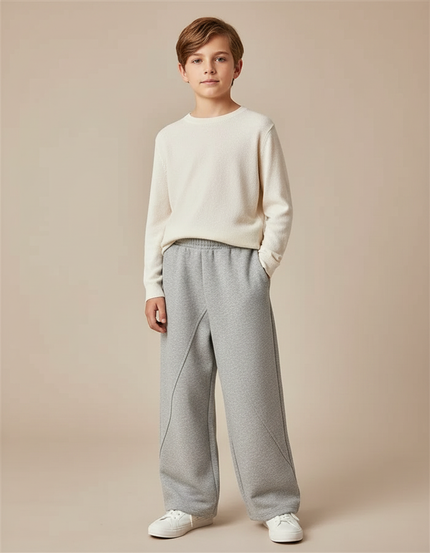 Pantalon Fluide Gris Ample Molletonné Confortable Garçon