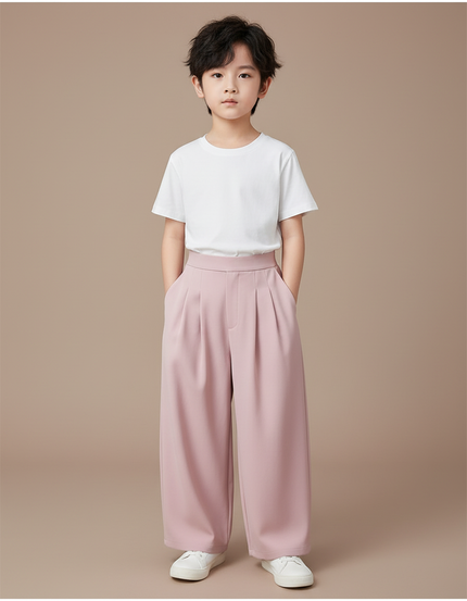 Pantalon Fluide Garçon Rose Palazzo - Polyester