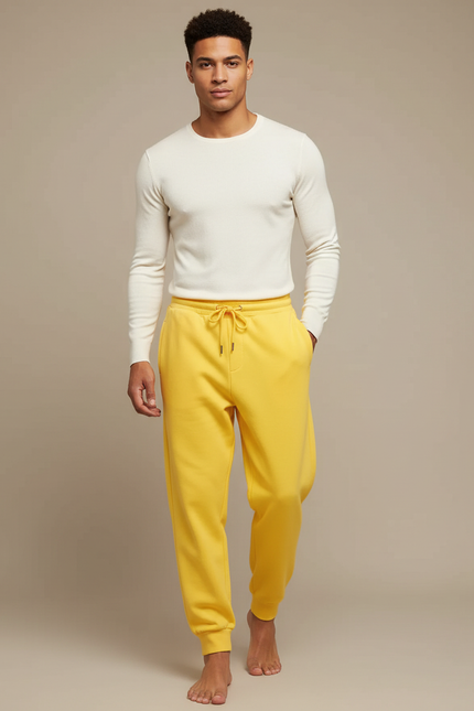 Pantalon Fluide Jaune Ample Décontracté Jogging Homme - Molleton