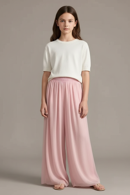 Pantalon Fluide Rose Gaze Plissé Ample Danse - Viscose