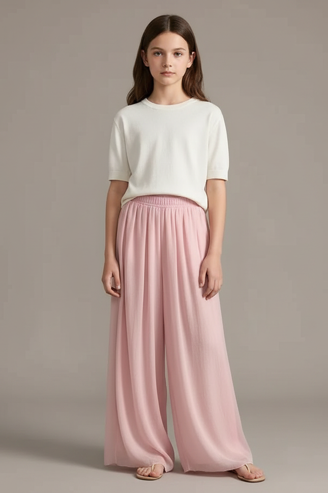 Pantalon Fluide Rose Gaze Plissé Ample Danse - Viscose