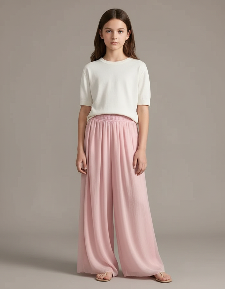 Pantalon Fluide Rose Gaze Plissé Ample Danse - Viscose