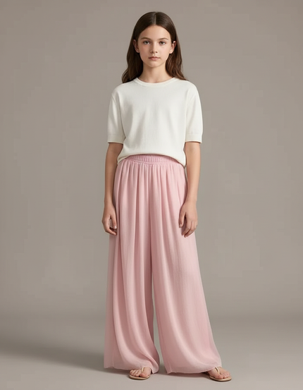 Pantalon Fluide Rose Gaze Plissé Ample Danse - Viscose