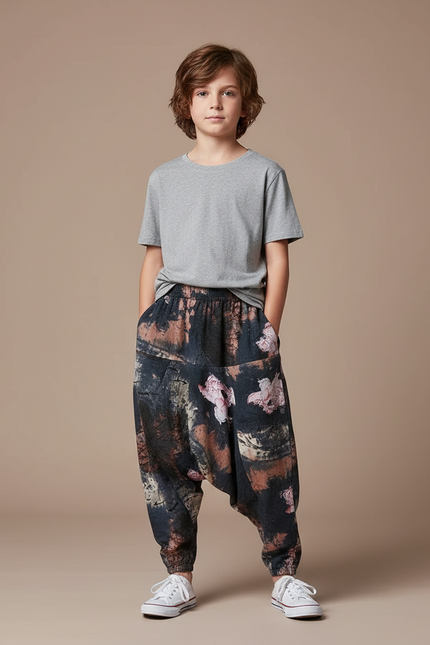 Pantalon Fluide Imprimé Floral Ample Harem Enfant - Viscose
