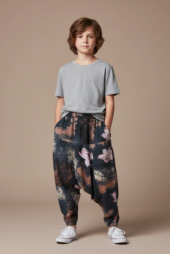 Pantalon Fluide Imprimé Floral Ample Harem Enfant - Viscose