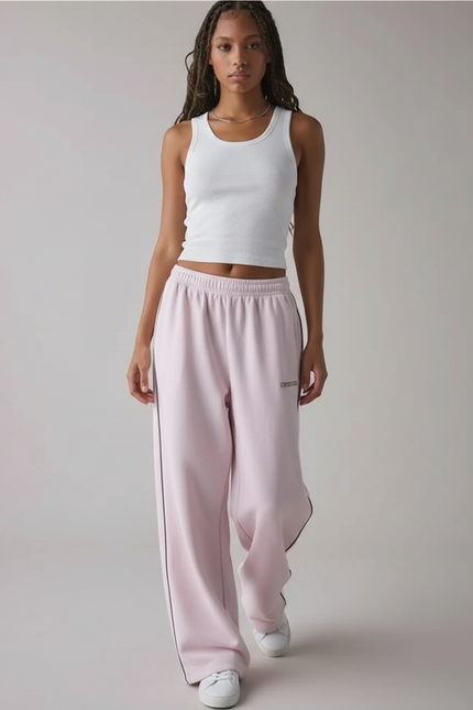 Pantalon Fluide Avec Rayure - Rose Molleton