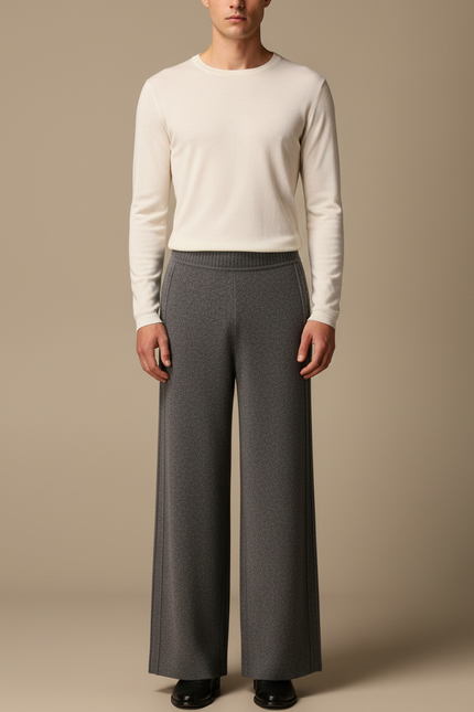 Pantalon Fluide Made In Italy - Gris Maille