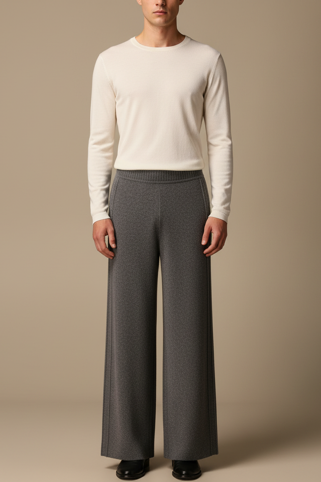 Pantalon Fluide Made In Italy - Gris Maille