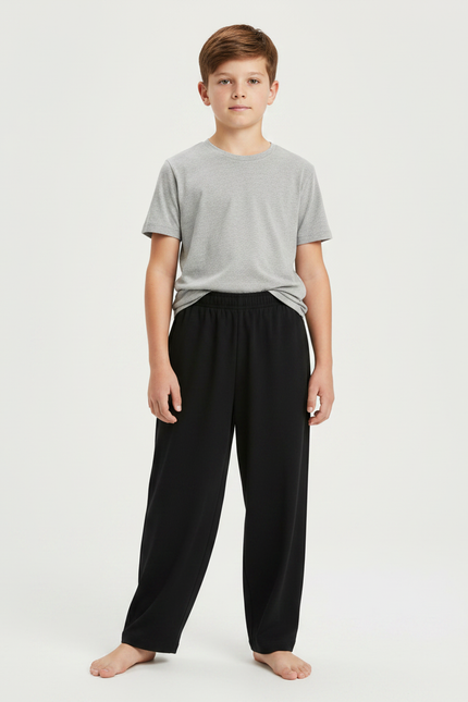 Pantalon Fluide Garçon Noir Coupe Ample Viscose