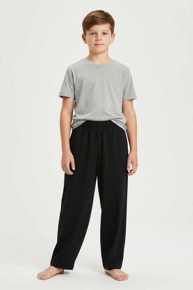 Pantalon Fluide Garçon Noir Coupe Ample Viscose