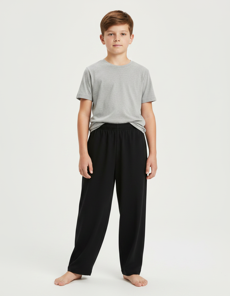 Pantalon Fluide Garçon Noir Coupe Ample Viscose