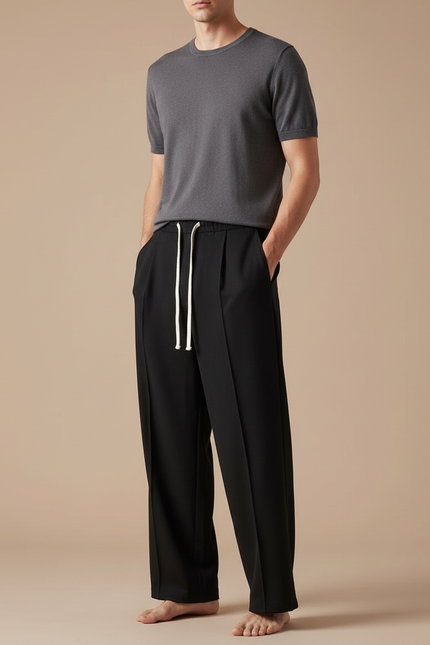 Pantalon Fluide A Nouer - Noir Polyester