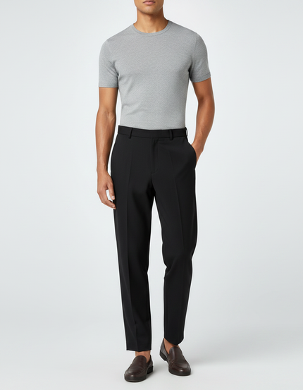 Pantalon Fluide Noir Droit Élégant Homme - Polyester