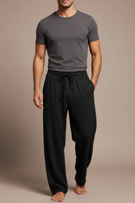 Pantalon Fluide En Lin Homme - Noir