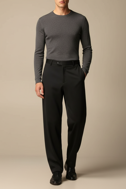Pantalon Fluide Infroissable - Noir Polyester