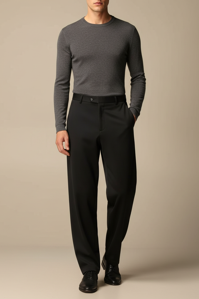 Pantalon Fluide Infroissable - Noir Polyester