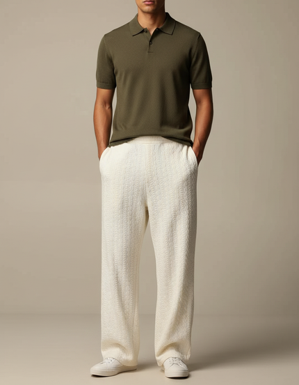 Pantalon Fluide Ecru - Beige Maille