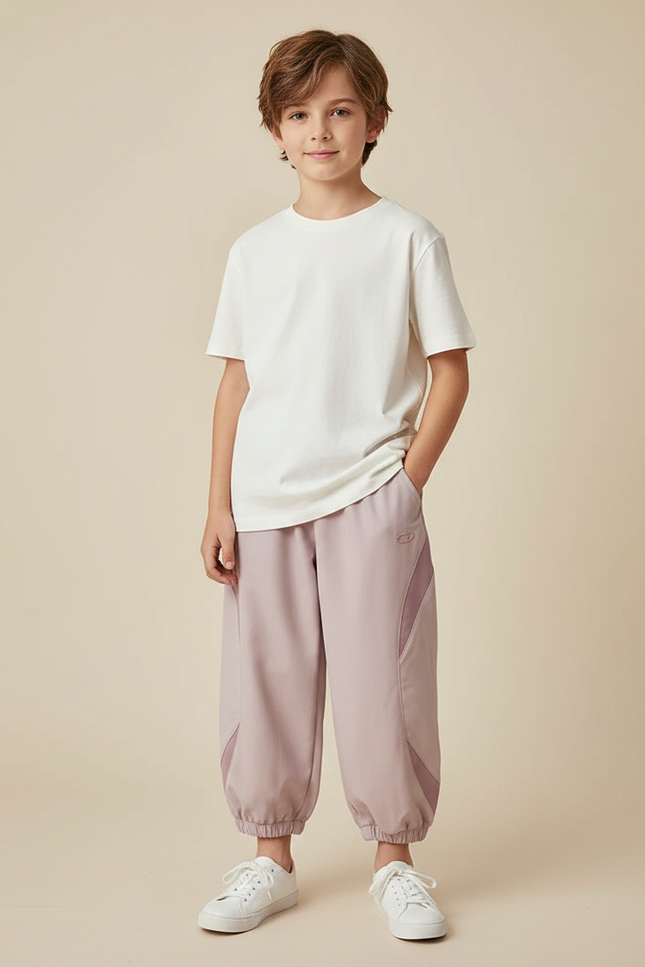 Pantalon Fluide Lilas Ample Décontracté Sportif Enfant - Violet Polyester