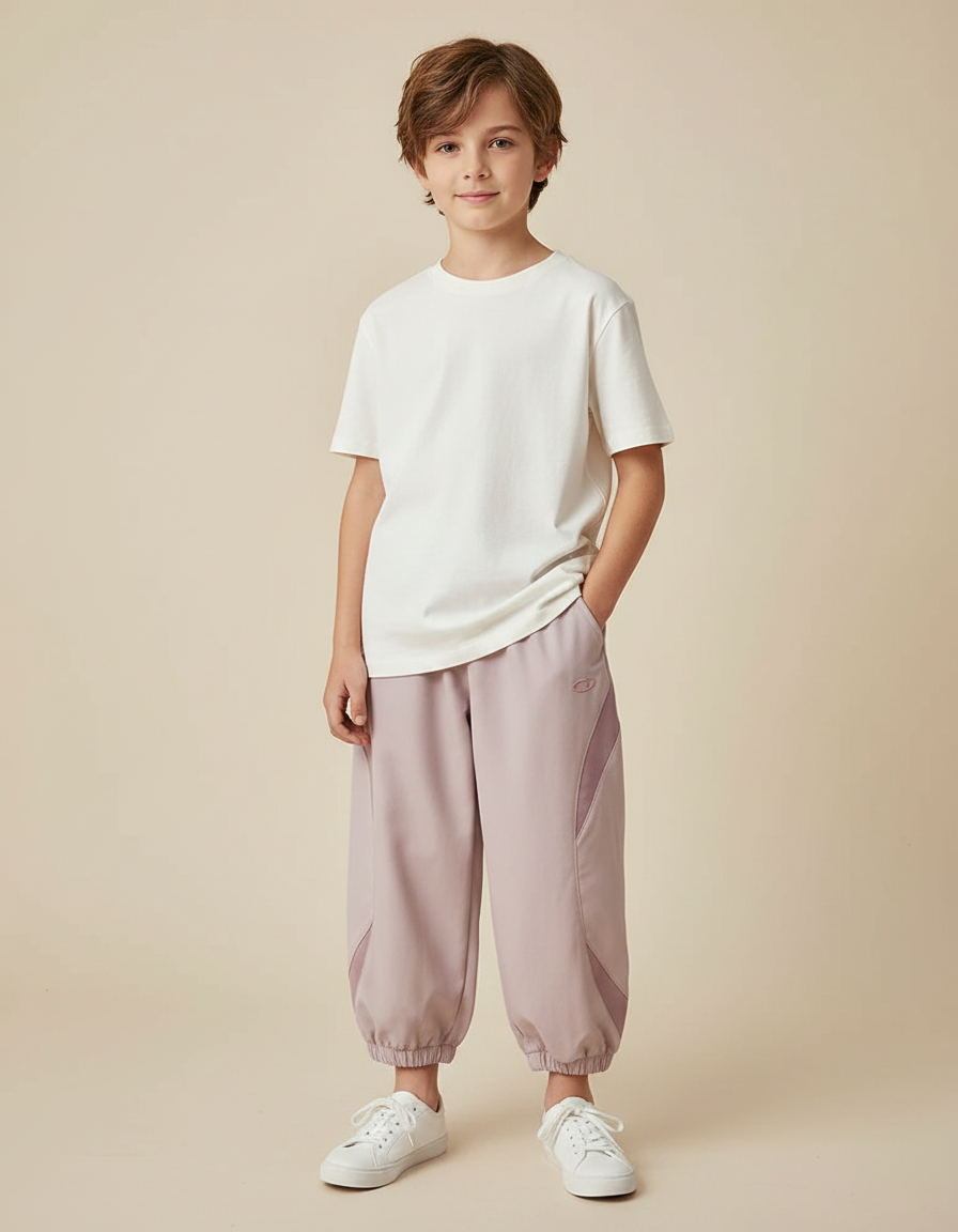 Pantalon Fluide Lilas Ample Décontracté Sportif Enfant - Violet Polyester