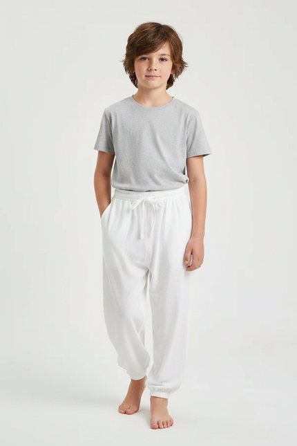 Pantalon Fluide Blanc Coton Ample Unisexe - Molleton