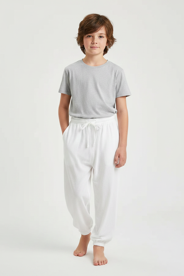 Pantalon Fluide Blanc Coton Ample Unisexe - Molleton