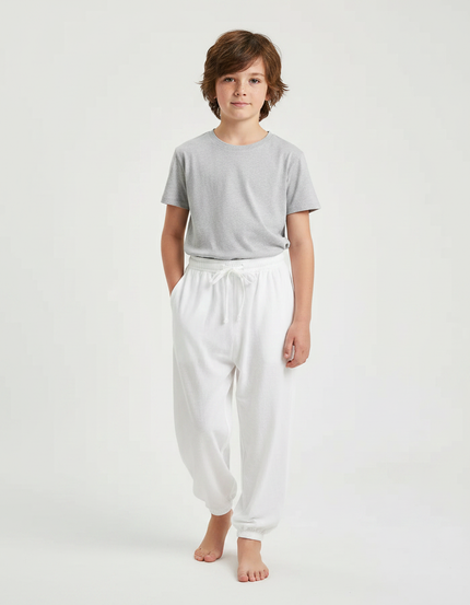 Pantalon Fluide Blanc Coton Ample Unisexe - Molleton