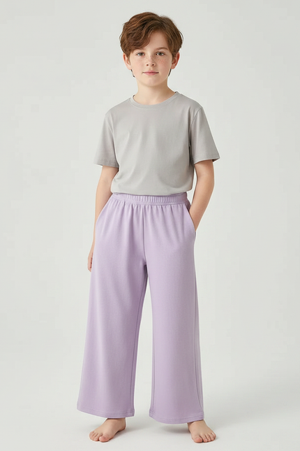 Pantalon Fluide Lavande Ample Confortable Enfant - Violet Molleton