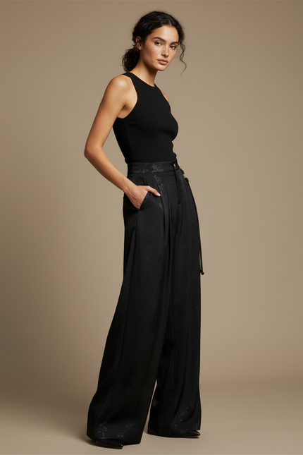 Pantalon Satin Fluide - Noir