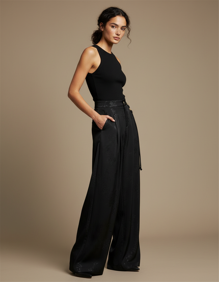Pantalon Satin Fluide - Noir