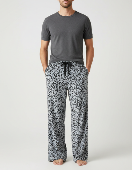 Pantalon Fluide Léopard Gris Ample Doux Confortable Homme - Imprimé Molleton