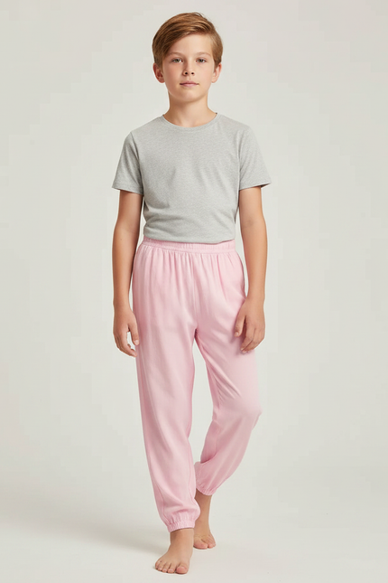 Pantalon Fluide Rose Coton Léger Ample Enfant