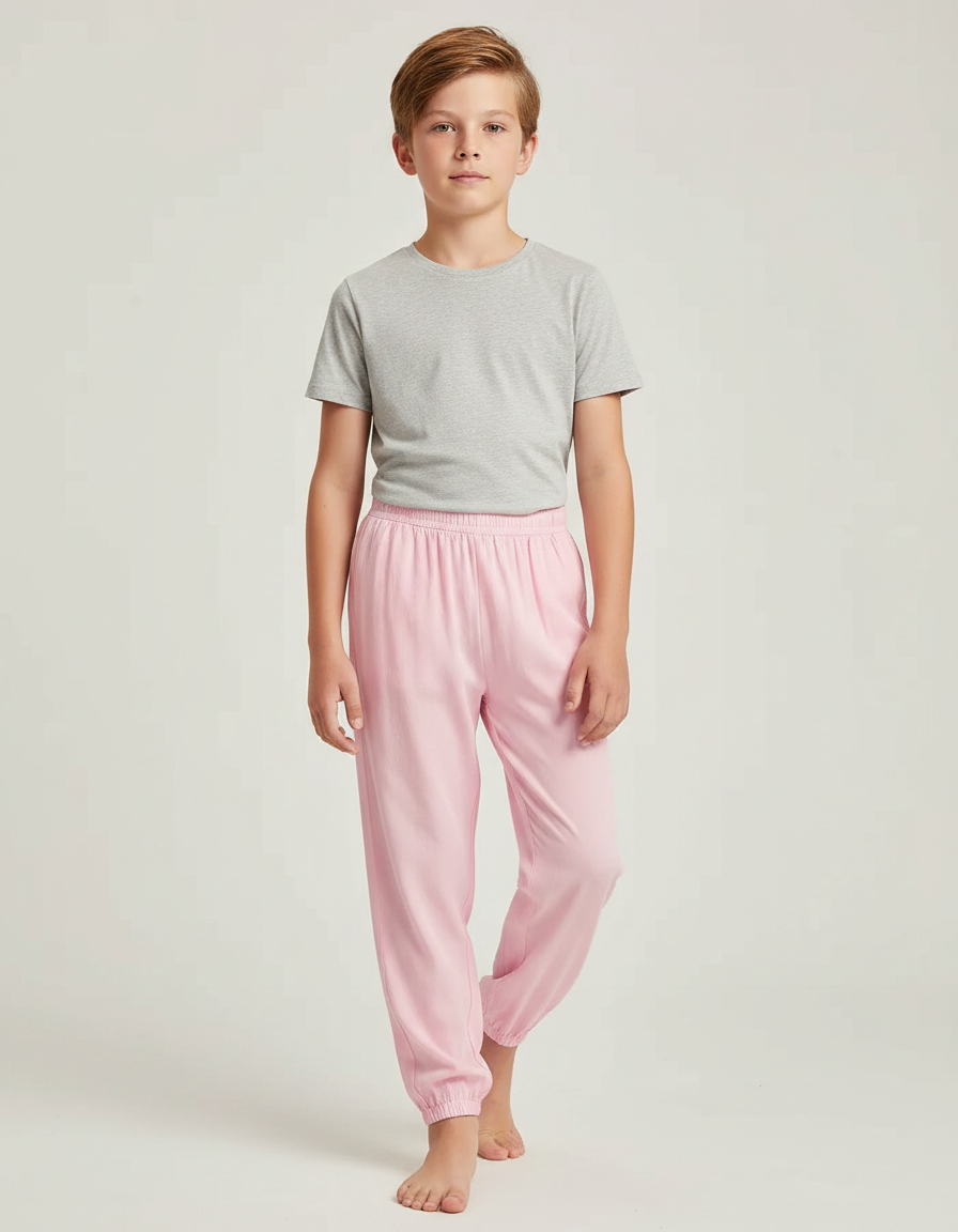 Pantalon Fluide Rose Coton Léger Ample Enfant