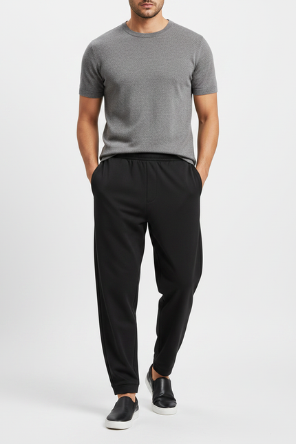 Pantalon Fluide Noir Ample Décontracté Jogging Homme - Molleton