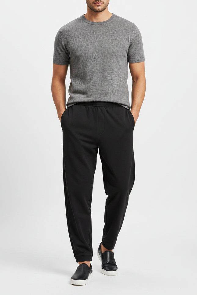 Pantalon Fluide Noir Ample Décontracté Jogging Homme - Molleton