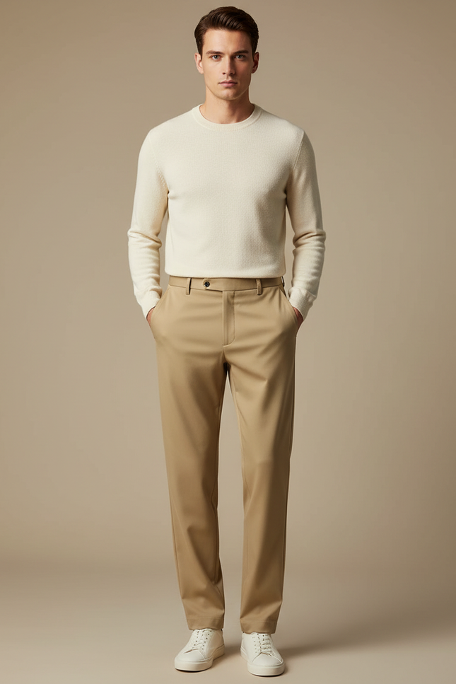 Pantalon Coton Fluide Homme - Beige Gabardine