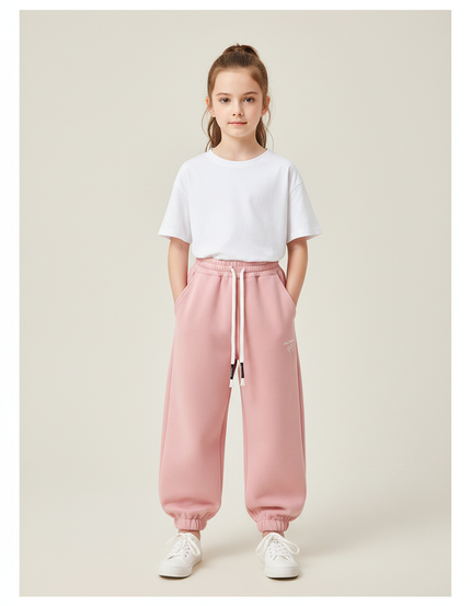 Pantalon Fluide Rose Ample Coton Sport Enfant - Molleton