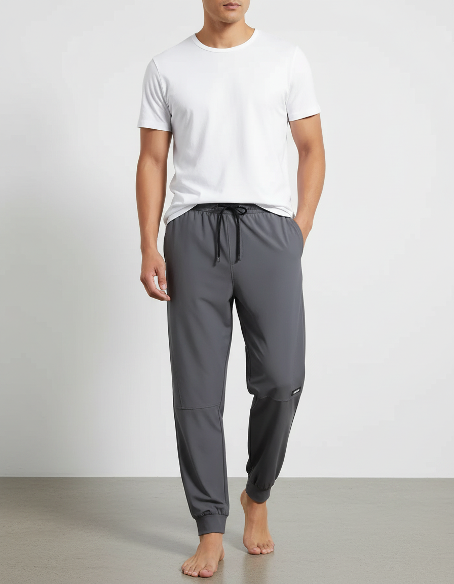 Pantalon Fluide Gris Homme Sport Jogger Confortable - Polyester