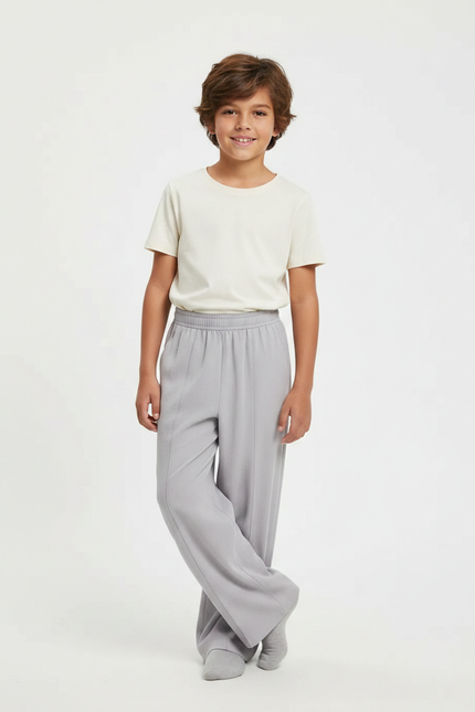 Pantalon Fluide Gris Ample Décontracté Enfant Garçon - Polyester
