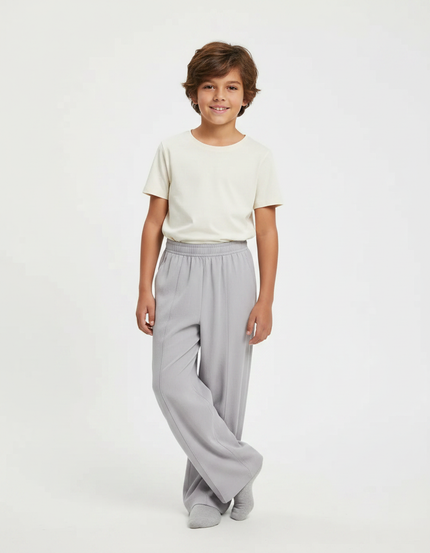 Pantalon Fluide Gris Ample Décontracté Enfant Garçon - Polyester
