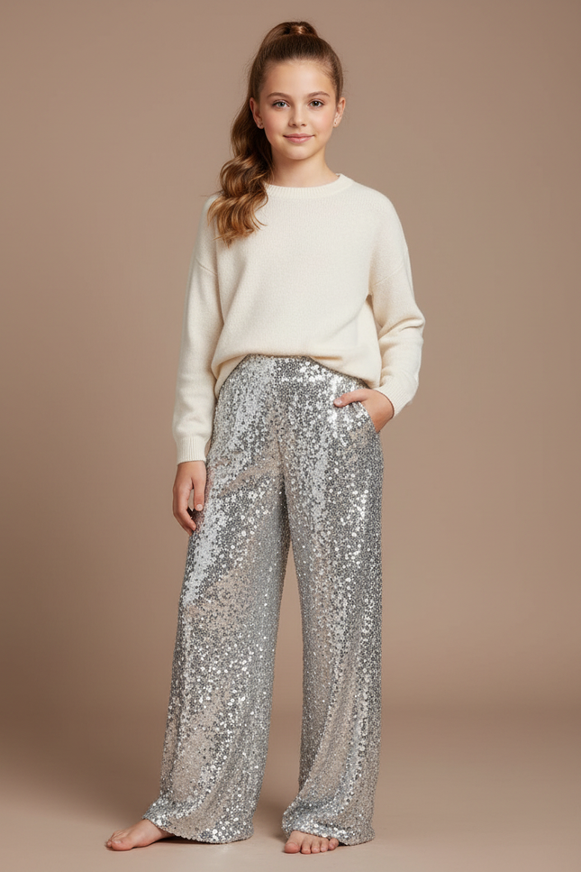 Pantalon Fluide Argenté - Polyester