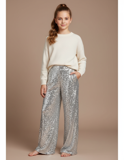 Pantalon Fluide Argenté - Polyester