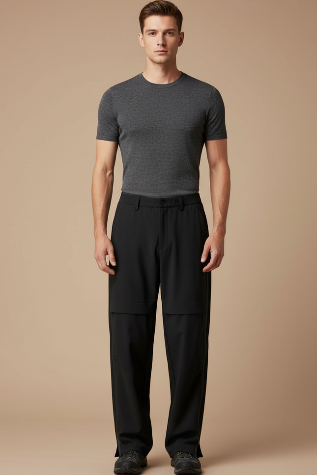 Pantalon Fluide Noir Ample Cargo Technique Homme - Polyester