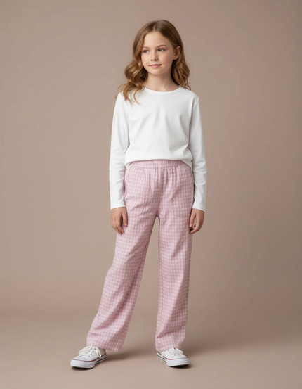 Pantalon Fluide Fille Rose Coupe Ample - Viscose
