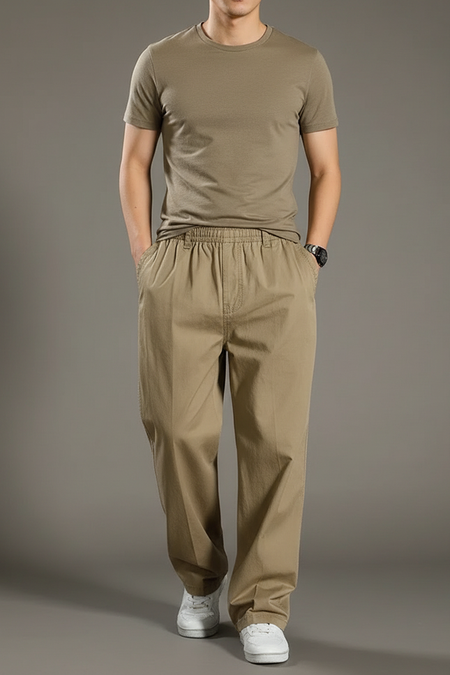 Pantalon Fluide Homme Beige - Gabardine