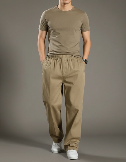 Pantalon Fluide Homme Beige - Gabardine