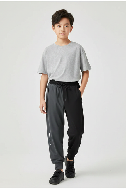 Pantalon Fluide Bicolore Gris Noir Sport Enfant - Multicolore Polyester