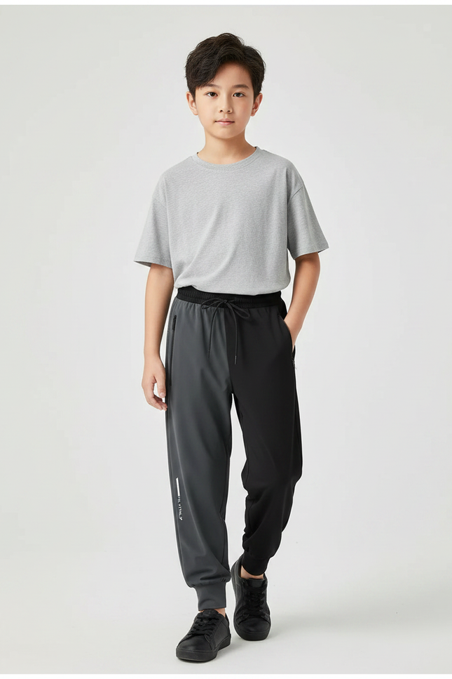Pantalon Fluide Bicolore Gris Noir Sport Enfant - Multicolore Polyester