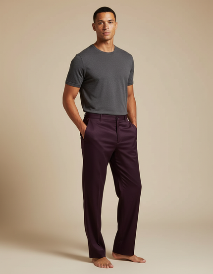 Pantalon Fluide Bordeaux Droit Élégant Décontracté Homme - Gabardine